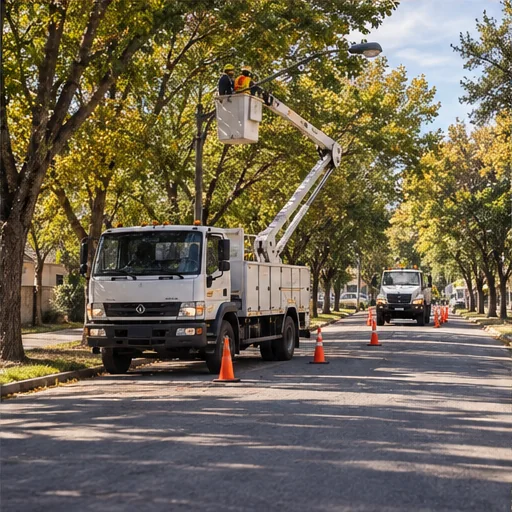 Vehículo de trabajo en una calle